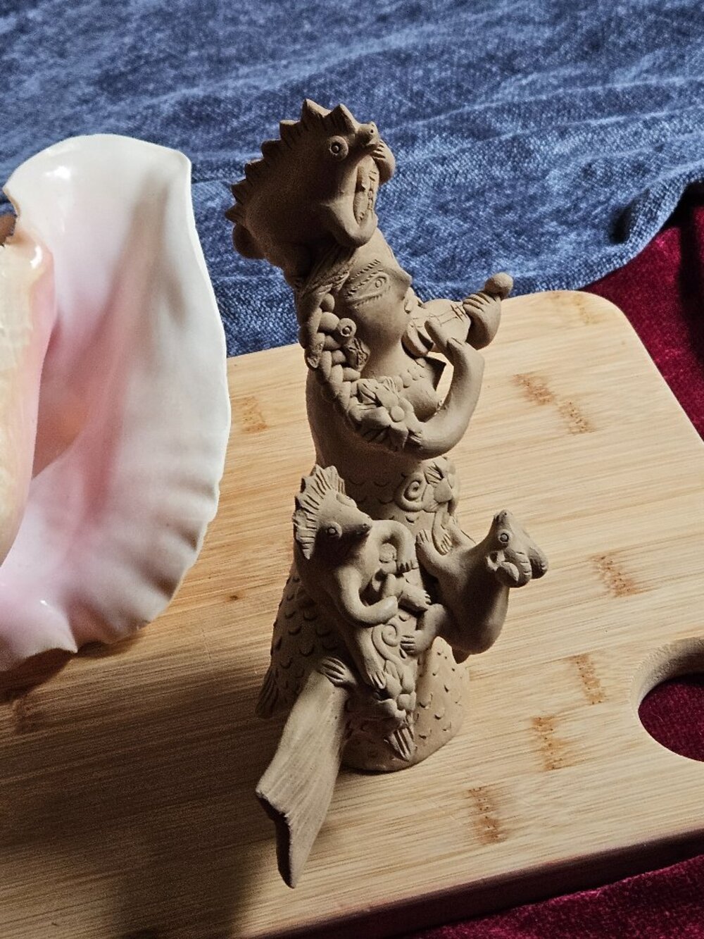 RARE VINTAGE OAXACAN CLAY MERMAID AND FRIENDS SCULPTURE IRMA BLANCO! SIGNED ! - Picture 9 of 13